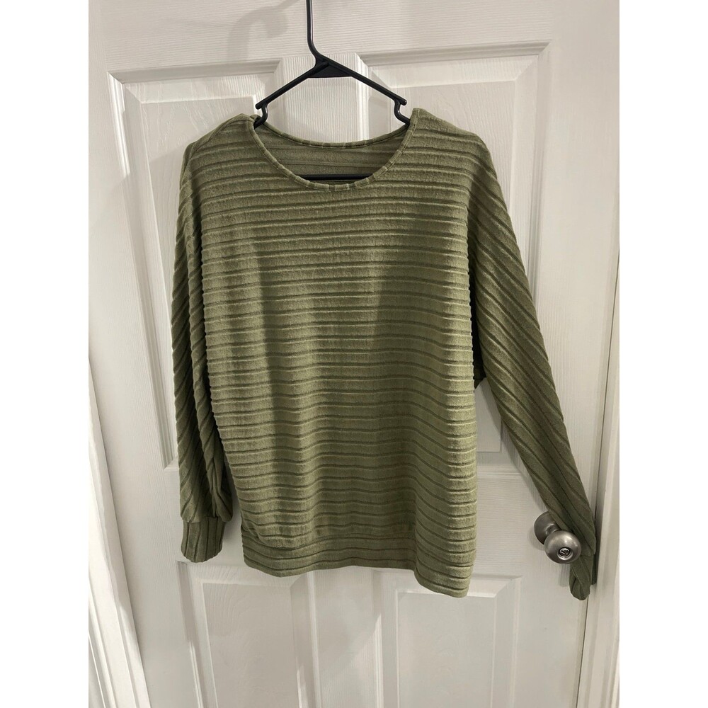 Women’s Dolman Sleeve Ribbed Shirt Green Size S New Without Tags